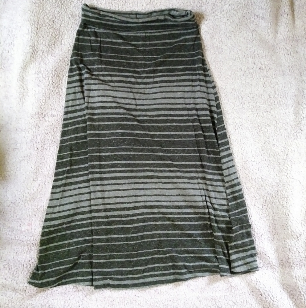 SOLD Ombre Stripe Maxi Skirt w Foldover Waist